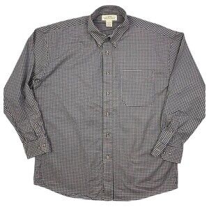 Natural Issue Button Down Shirt Navy Ivory Houndstooth Cotton Large